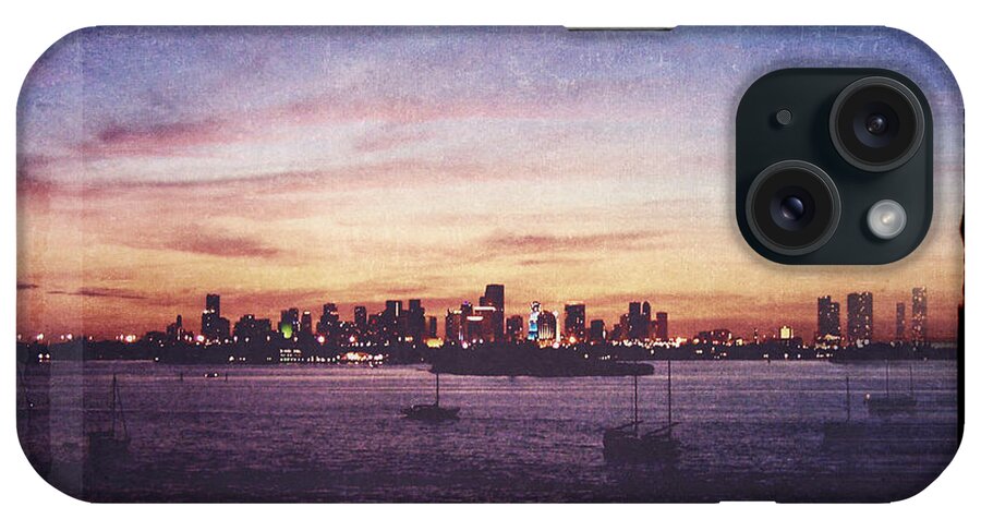 Florida iPhone Case featuring the digital art Vintage Miami Sunset by Phil Perkins