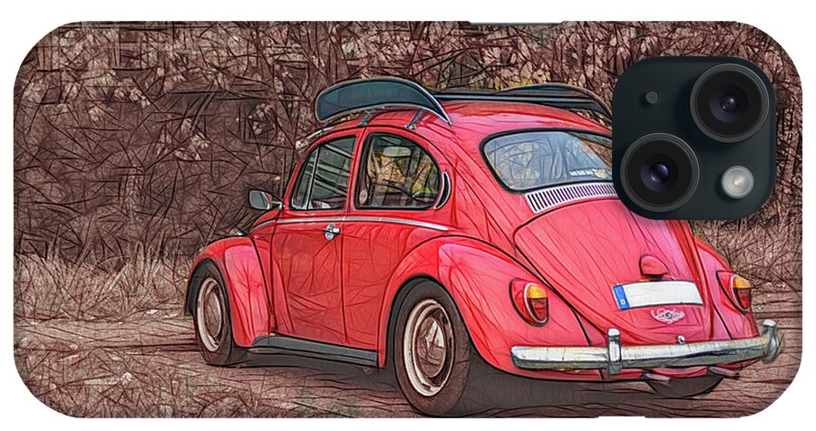 Selective Coloring iPhone Case featuring the photograph Vintage VW Series - Red by Bellesouth Studio