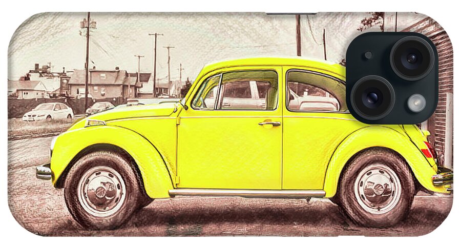 Selective Coloring iPhone Case featuring the photograph Vintage VW Series - Yellow by Bellesouth Studio