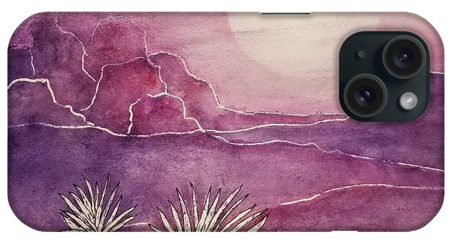 Landscape iPhone Case featuring the mixed media Violet Moon by Terry Ann Morris