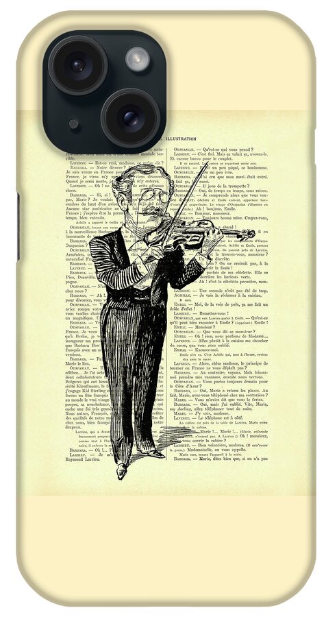 Violin iPhone Case featuring the mixed media Violinist by Madame Memento