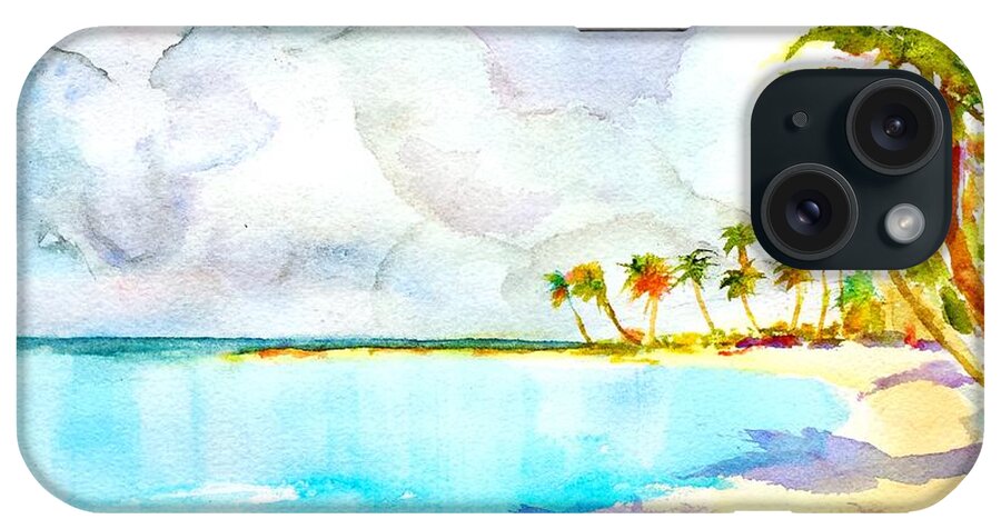 Tropical Beach iPhone Case featuring the painting Virgin Clouds by Carlin Blahnik CarlinArtWatercolor