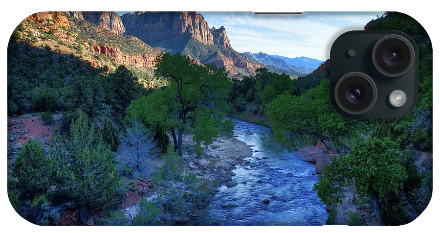 The Watchman iPhone Case featuring the photograph Virgin River from Bridge by Jack and Darnell Est