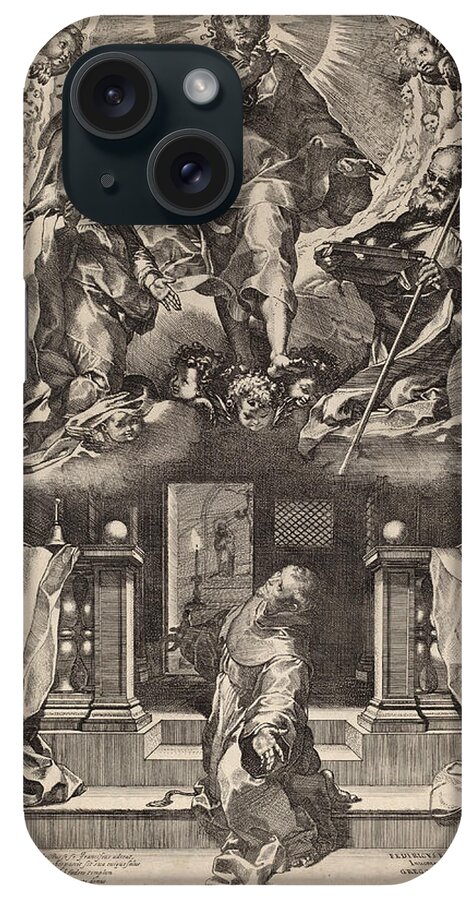 Federico Barocci iPhone Case featuring the drawing Vision of Saint Francis by Federico Barocci