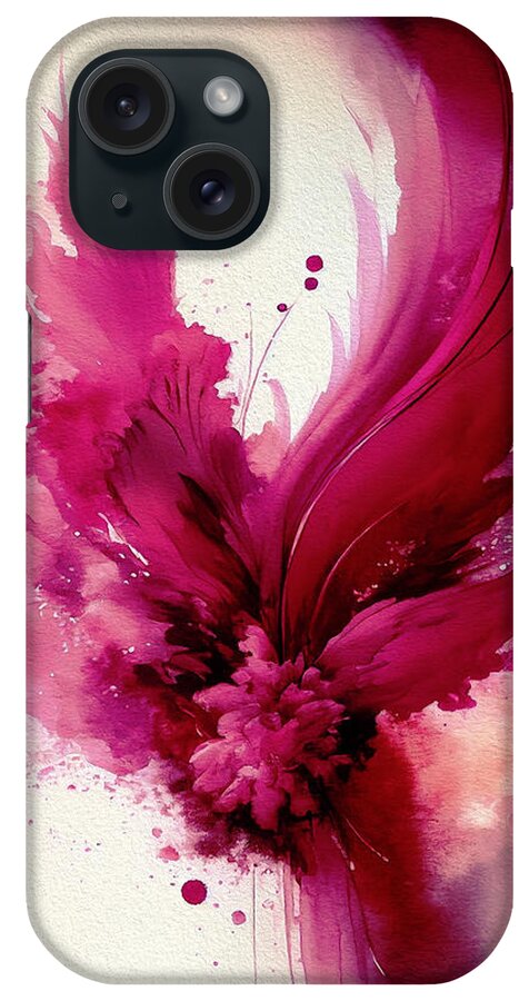 Viva Magenta iPhone Case featuring the digital art Viva Magenta Floral Flight by Shehan Wicks