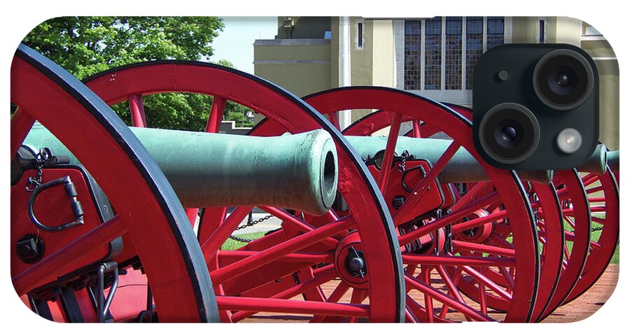 Lexington iPhone Case featuring the photograph VMI Cannons - side view by Deb Beausoleil