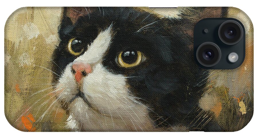 W1194 Cat iPhone Case featuring the painting W1194 Cat by John Silver