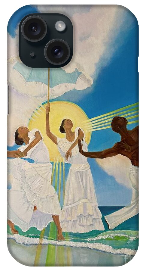 Afro-caribbean iPhone Case featuring the painting Wade in the Water by KCatia Creole Art