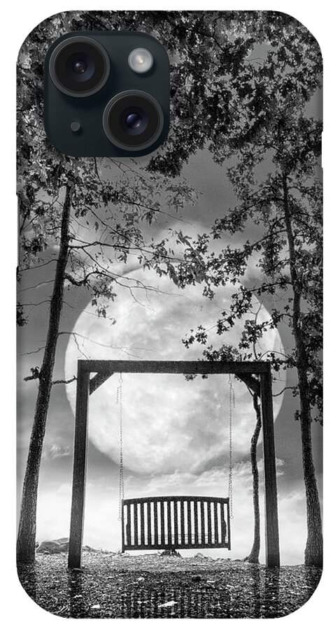 Carolina iPhone Case featuring the photograph Waiting for You in the Moonlight Black and White by Debra and Dave Vanderlaan