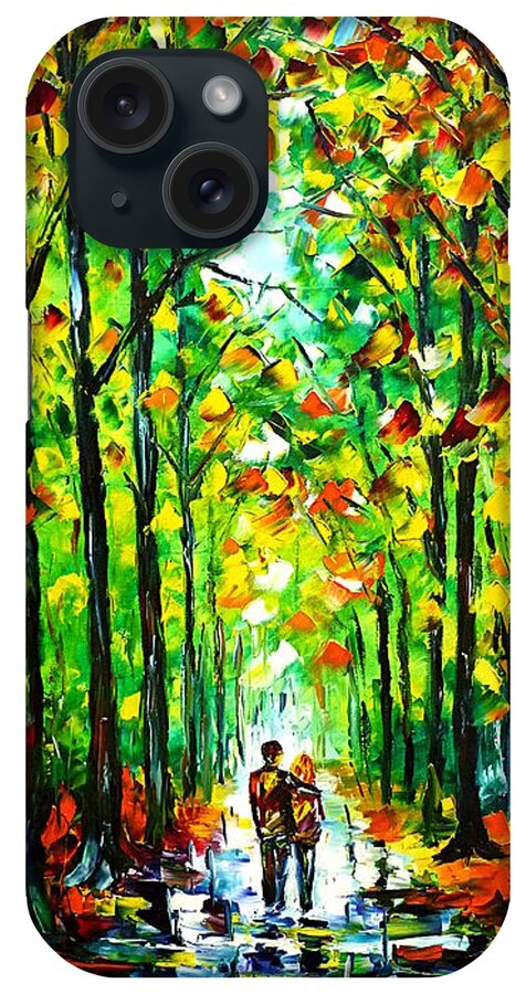 Walking In The Forest iPhone Case featuring the painting Walk In The Woods by Mirek Kuzniar