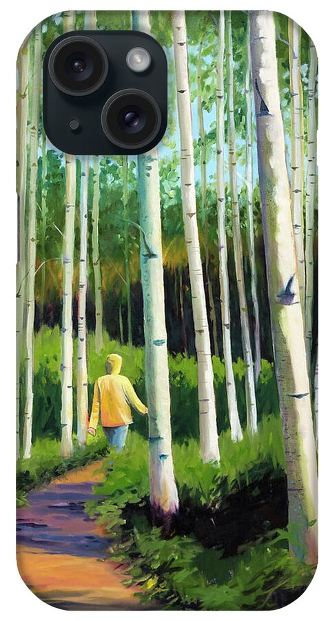 Alaska iPhone Case featuring the painting Walk Through the Aspens by Shirley Galbrecht