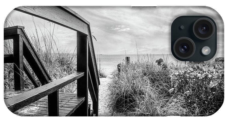 Clouds iPhone Case featuring the photograph Walkway into Paradise Black and White by Debra and Dave Vanderlaan