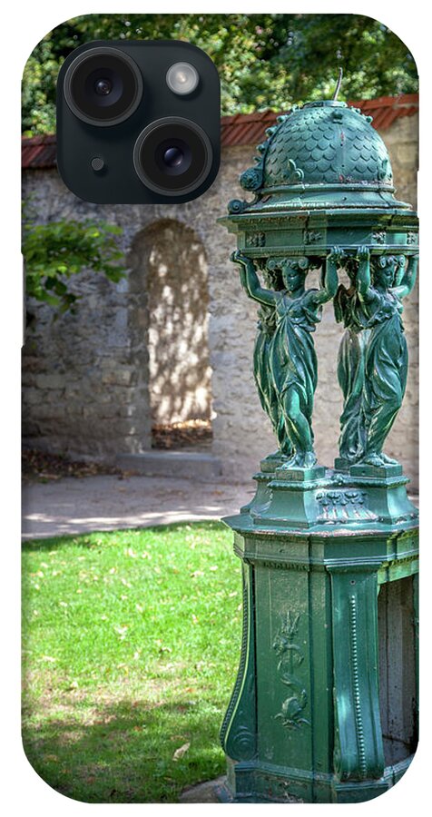 Sculpture iPhone Case featuring the photograph Wallace fountain in a Garden in Reims by W Chris Fooshee