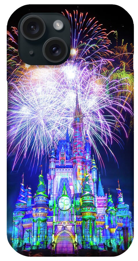 Magic Kingdom iPhone Case featuring the photograph Walt Disney World's 50th Anniversary Fireworks Extravaganza by Mark Andrew Thomas