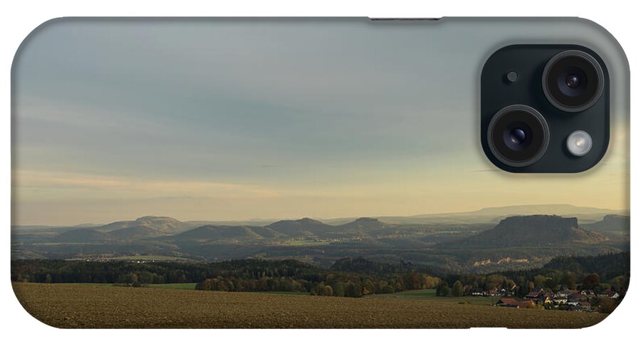 Landscape iPhone Case featuring the photograph Warm gray sky in Saxon Switzerland by Adriana Mueller