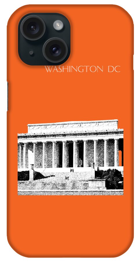 Architecture iPhone Case featuring the digital art Washington DC Skyline Lincoln Memorial - Coral by DB Artist