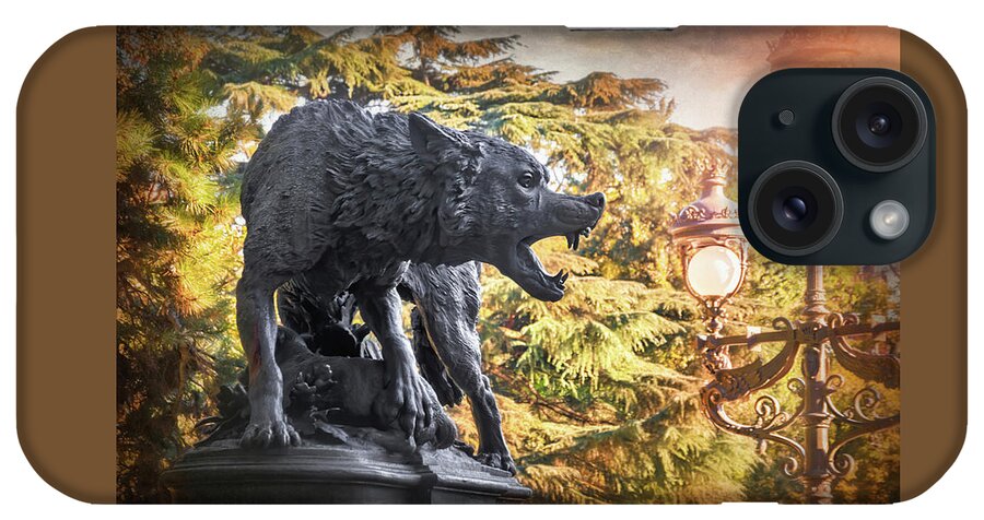 Toulouse iPhone Case featuring the photograph Watchful Wolf Park Grand Rond Toulouse France by Carol Japp