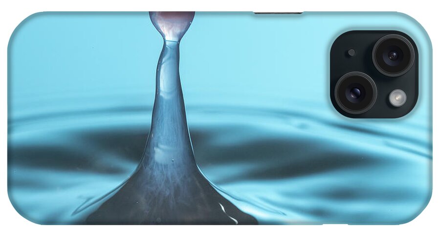 Waterdrop iPhone Case featuring the photograph Water drop falling onto column of water by Steven Heap