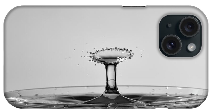 North Wilkesboro iPhone Case featuring the photograph Water Drops Collide Over Martini Glass Monochrome by Charles Floyd