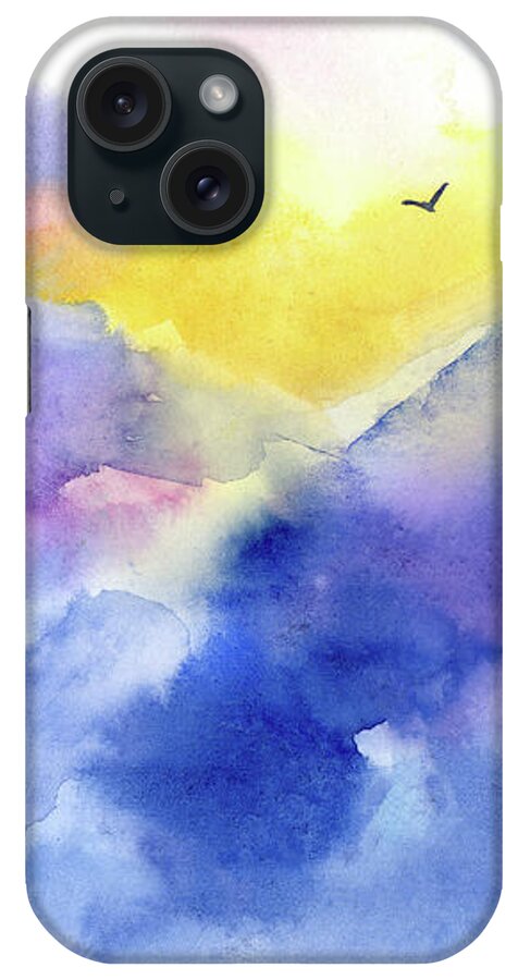 Watercolor iPhone Case featuring the digital art Watercolor Over The Cloud View Painting by Sambel Pedes