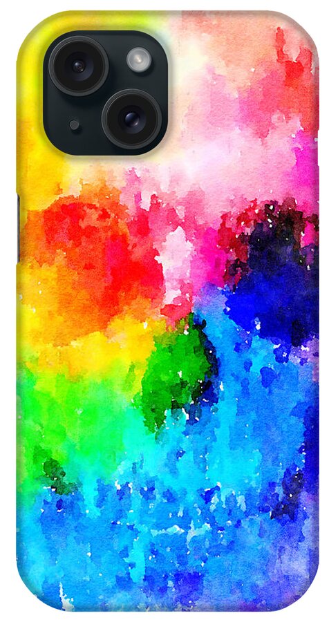 Watercolor iPhone Case featuring the painting Watercolor Rainbow Skull by Vart. by Vart