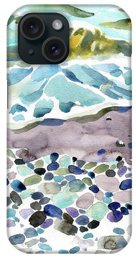 Watercolor iPhone Case featuring the digital art Watercolor Sea And Pebbles Painting by Sambel Pedes