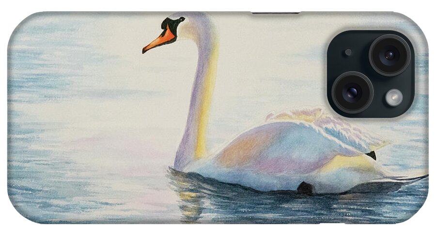 Nature iPhone Case featuring the painting Watercolor Swan by Linda Shannon Morgan