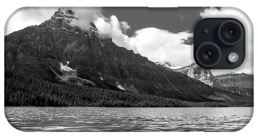 Waterfowl Lake Black And White iPhone Case featuring the photograph Waterfowl Lake Black And White by Dan Sproul