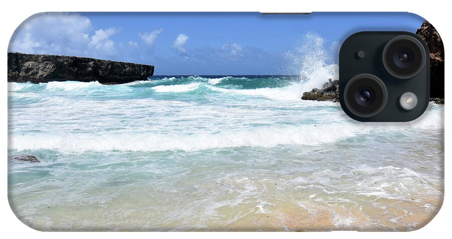Boca Ketu iPhone Case featuring the photograph Waves Tumbling Ashore Off of a Aruba Cove by DejaVu Designs