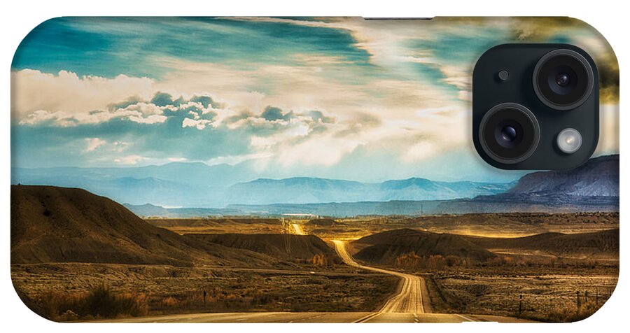 Wavy Road iPhone Case featuring the photograph Wavy, glowing country road in Utah by Tatiana Travelways