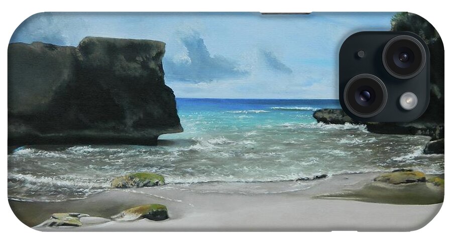 Tropical Landscape iPhone Case featuring the painting We Were Here by Kenneth Harris
