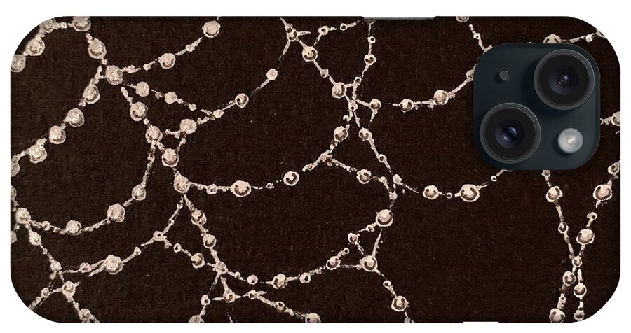 Spider Web iPhone Case featuring the mixed media Web of Pearls by Brenna Woods