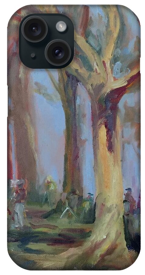 Trees iPhone Case featuring the painting Wednesday painting group by Margaret Elliott