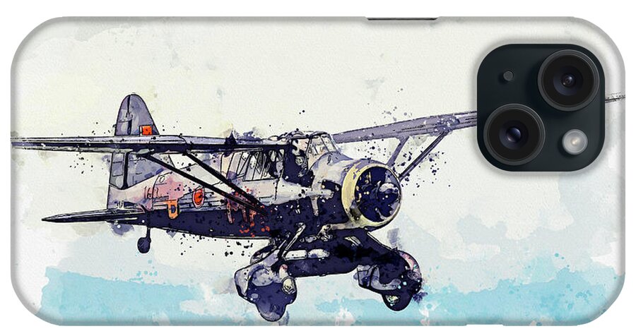 Westland iPhone Case featuring the painting WESTLAND LYSANDER IIIA in watercolor ca by Ahmet Asar by Celestial Images