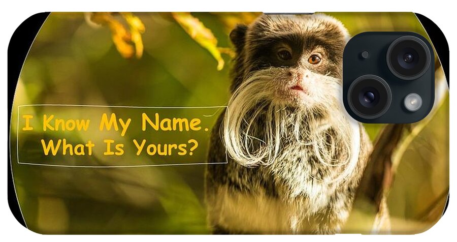 Monkey iPhone 15 Case featuring the mixed media What Is Your Name by Nancy Ayanna Wyatt