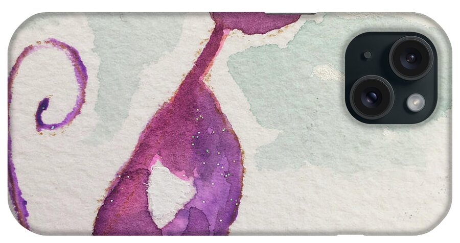 Whimsy iPhone Case featuring the painting Whimsy Kitty 11 by Roxy Rich