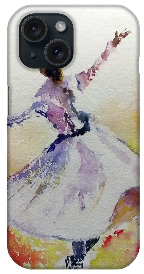 Sufi iPhone Case featuring the painting Whirling Sufi Dervish by Asha Sudhaker Shenoy