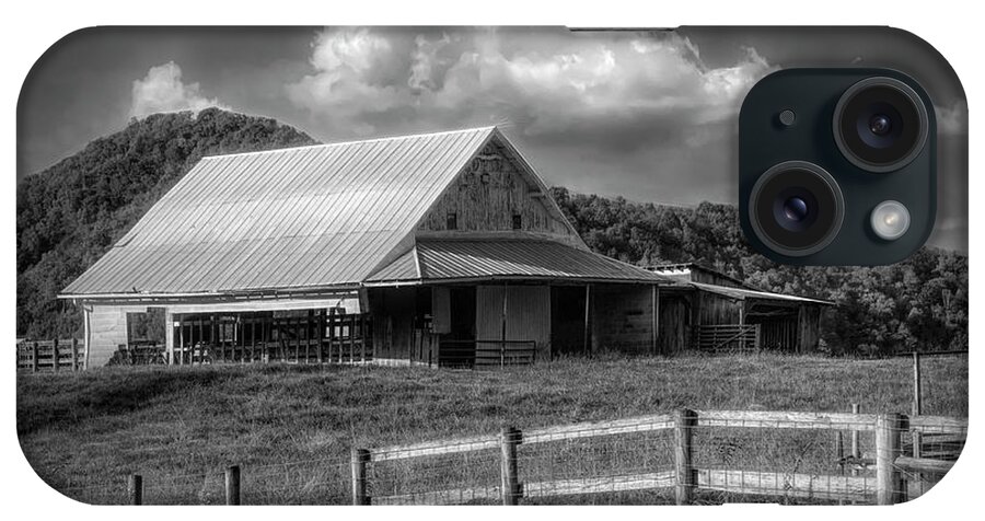 Black iPhone Case featuring the photograph White and Black Barn in the Countryside by Debra and Dave Vanderlaan