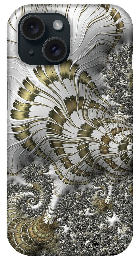Fractal iPhone Case featuring the digital art White and Gold 02 by Amanda Moore