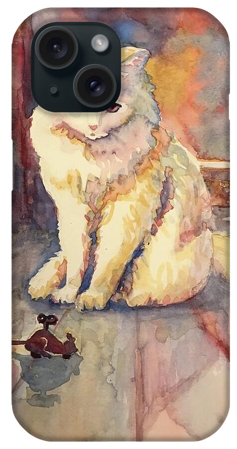  iPhone Case featuring the painting White Cat by Marilyn Jacobson