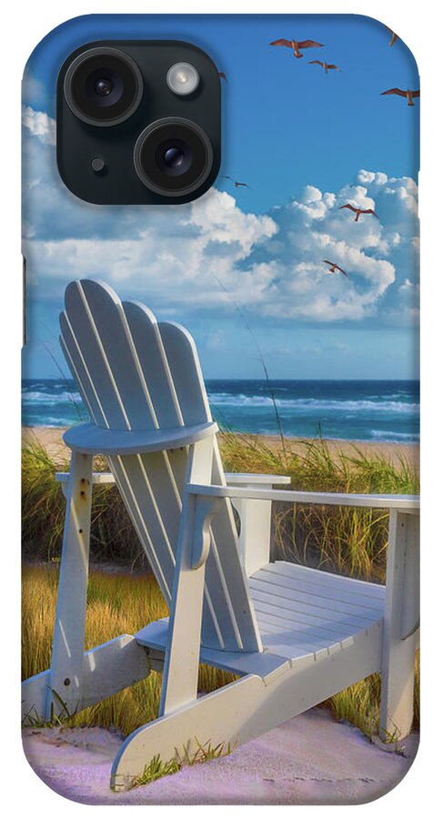 Birds iPhone Case featuring the photograph White Chair in the Dunes by Debra and Dave Vanderlaan