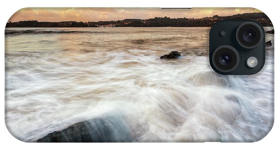Colorful iPhone Case featuring the photograph White Foam Centrona Cove Long Exposure at Ares Estuary Pontedeume Galicia by Pablo Avanzini