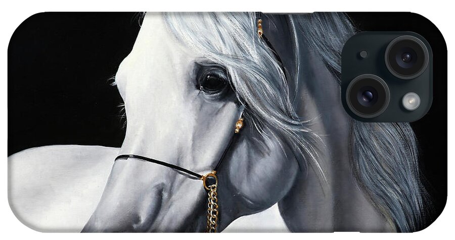 White Horse iPhone Case featuring the painting White Horse by Danka Weitzen