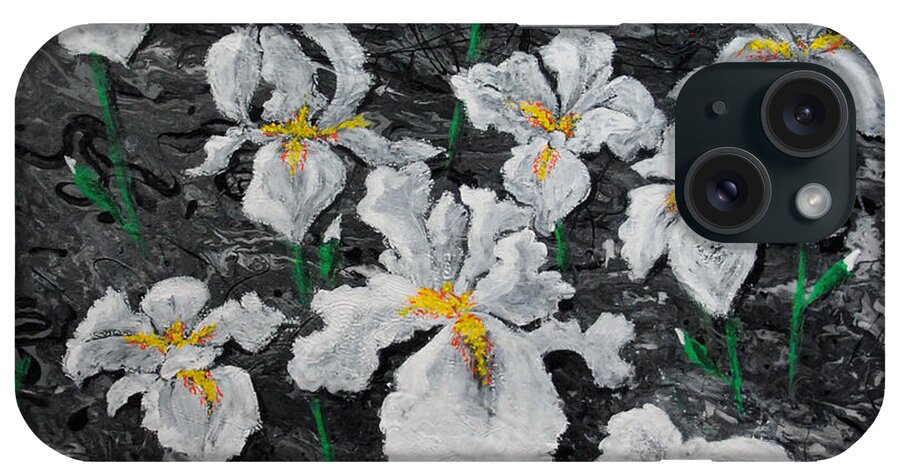 Floral iPhone Case featuring the painting White Irises by Vallee Johnson