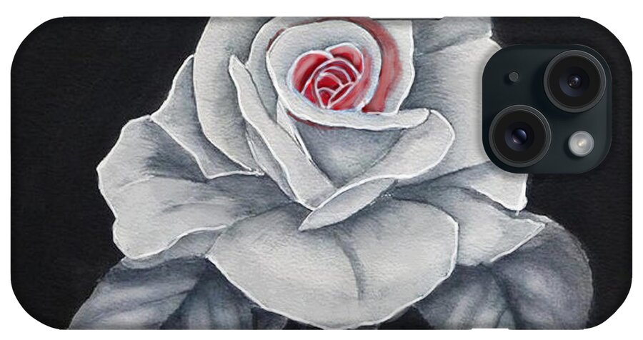 White Rose iPhone Case featuring the painting White Rose n' Red by Kelly Mills