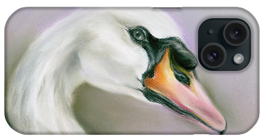 Bird iPhone Case featuring the painting White Swan on Purple by MM Anderson