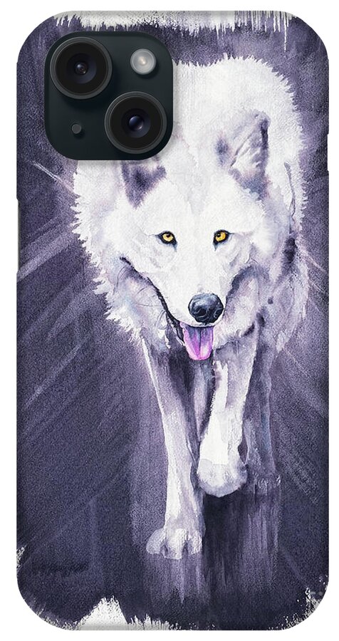 Arctic Wolf iPhone Case featuring the painting White Wolf by Zaira Dzhaubaeva