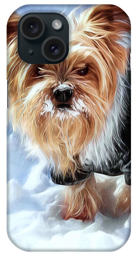 Yorkie iPhone Case featuring the digital art Whose Bright Idea Was This by Pennie McCracken