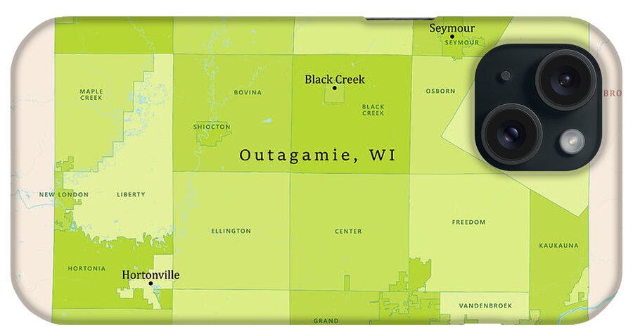  iPhone Case featuring the digital art WI Outagamie County Vector Map Green by Frank Ramspott