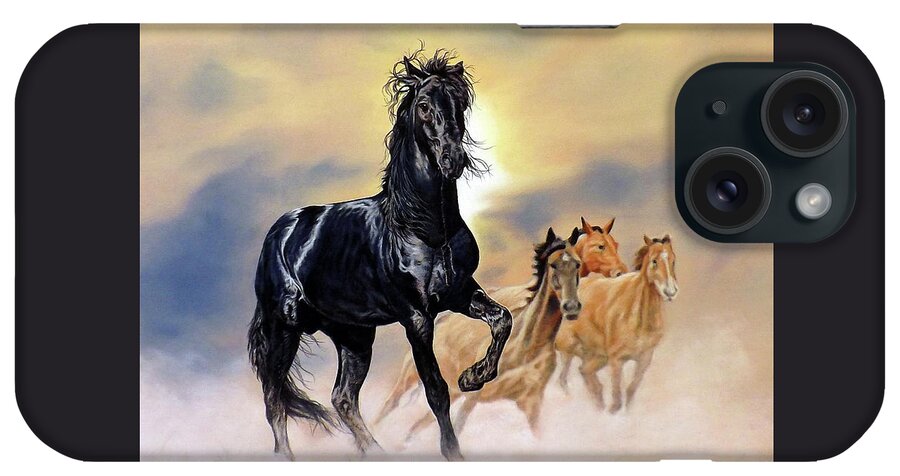 Horse iPhone Case featuring the painting Wild and Free by Linda Becker